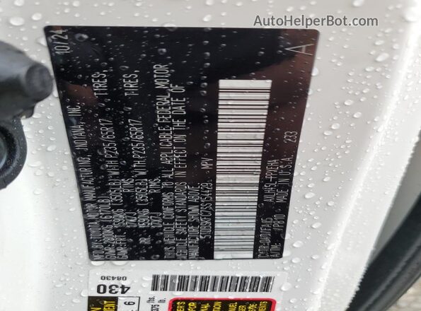5TDBSKFC7SS154429 2025 TOYOTA LE White Vista de la etiqueta del VIN