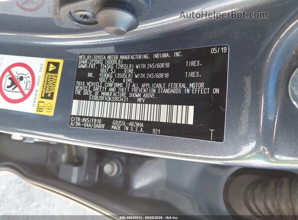 5TDBZRFH3KS993431 2019 TOYOTA LE Blue Engine compartment view