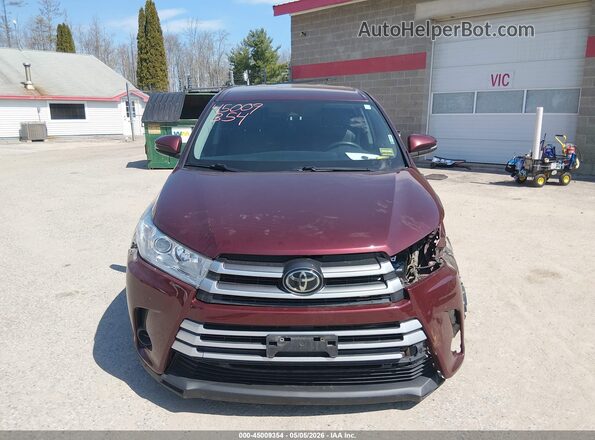 5TDBZRFH6KS937032 2019 TOYOTA LE Burgundy Vista frontal
