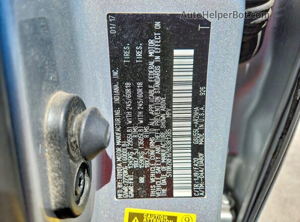 5TDBZRFH7HS381385 2017 TOYOTA HIGHLANDER Silver Вид наклейки з VIN-кодом