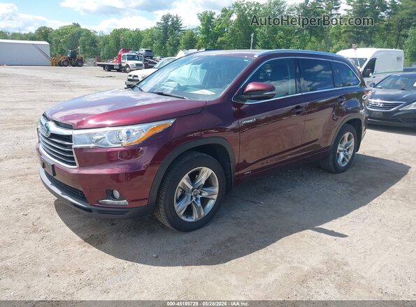 5TDDCRFH1GS019335 2016 TOYOTA HIGHLANDER HYBRID Maroon Vista tres cuartos delantera izquierda