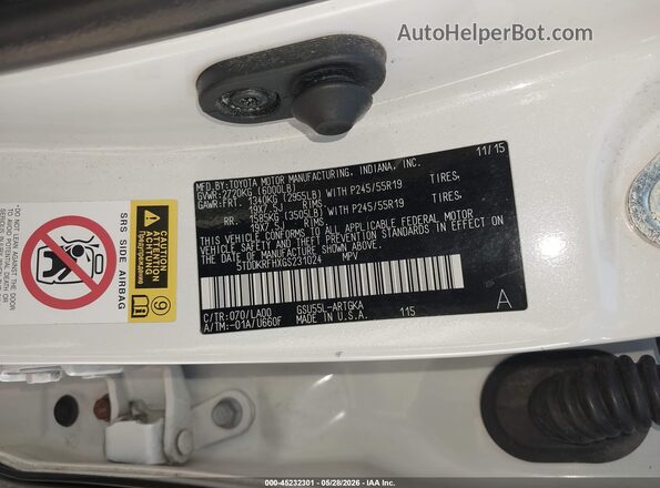 5TDDKRFHXGS231024 2016 TOYOTA HIGHLANDER Белый Вид подкапотного пространства