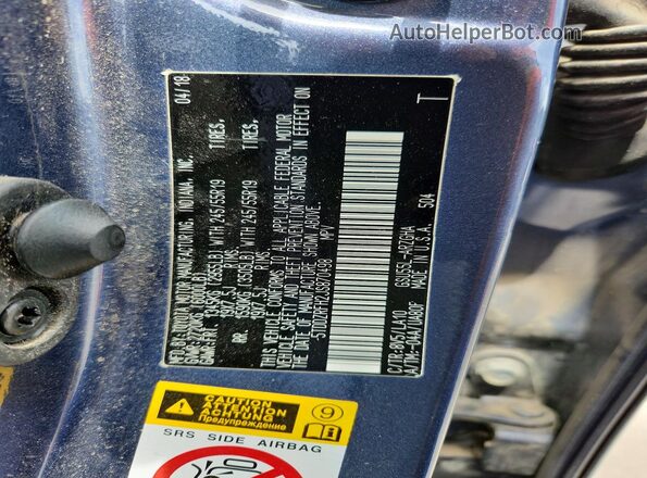 5TDDZRFH2JS870498 2018 TOYOTA HIGHLANDER Blue Widok naklejki z numerem VIN