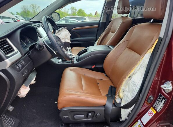 5TDDZRFH3JS806535 2018 TOYOTA HIGHLANDER Burgundy Вид салону спереду