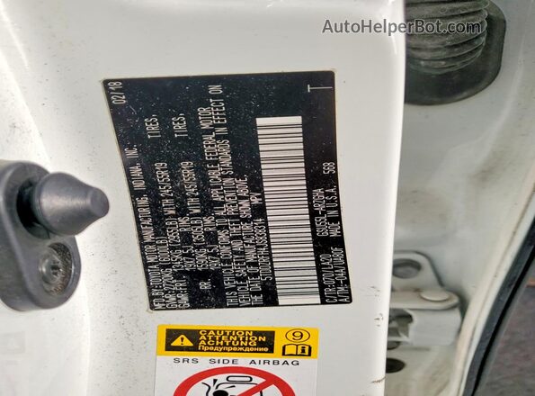 5TDDZRFH4JS838314 2018 TOYOTA LIMITED White Вид наклейки з VIN-кодом