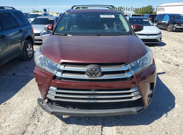 5TDDZRFH9JS894765 2018 TOYOTA HIGHLANDER Burgundy Vista frontal