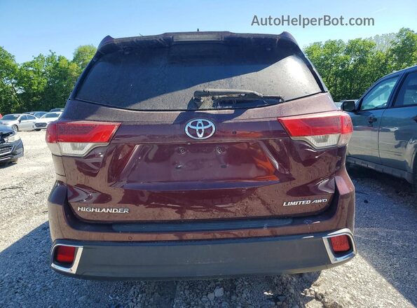 5TDDZRFH9JS894765 2018 TOYOTA HIGHLANDER Burgundy Vista trasera