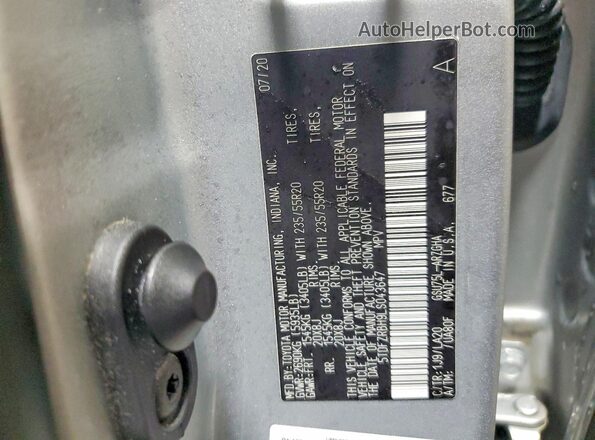 5TDFZRBH9LS043647 2020 TOYOTA HIGHLANDER Silver Engine compartment view