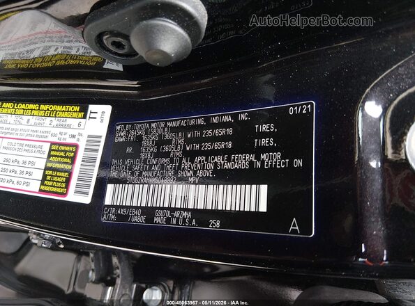 5TDGZRAH4MS048892 2021 TOYOTA LE Black 