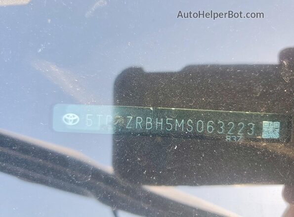5TDGZRBH5MS063223 2021 TOYOTA HIGHLANDER Black Вид наклейки з VIN-кодом