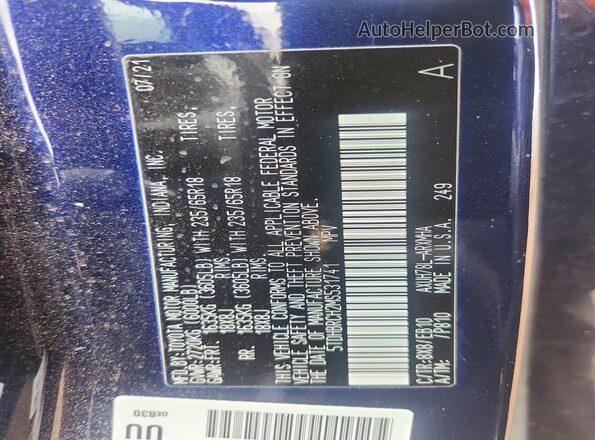 5TDHBRCH2MS531741 2021 TOYOTA HIGHLANDER Blue 