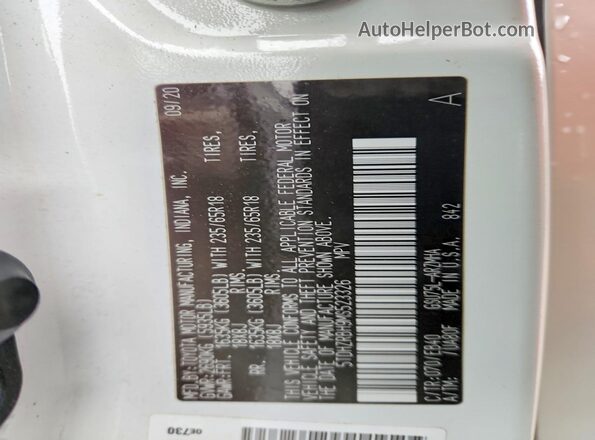5TDHZRBH9MS523326 2021 TOYOTA HIGHLANDER White 