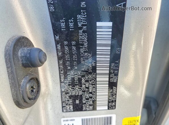 5TDJZ3DC2LS251362 2020 TOYOTA SIENNA Silver Widok naklejki z numerem VIN