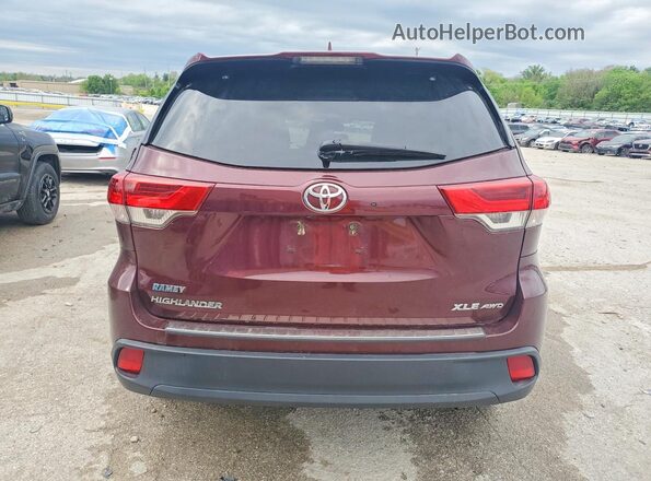 5TDJZRFH0KS708440 2019 TOYOTA HIGHLANDER Бордовый Вид сзади