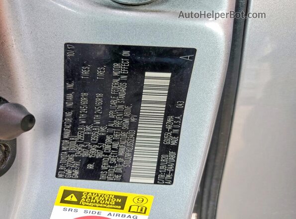 5TDJZRFH2JS523403 2018 TOYOTA HIGHLANDER Silver VIN კოდის სტიკერის ხედი