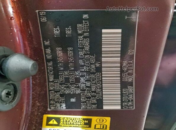 5TDJZRFH2KS703269 2019 TOYOTA HIGHLANDER Burgundy Widok komory silnika