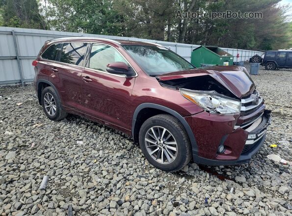 5TDJZRFH3JS893369 2018 TOYOTA HIGHLANDER Maroon Front right