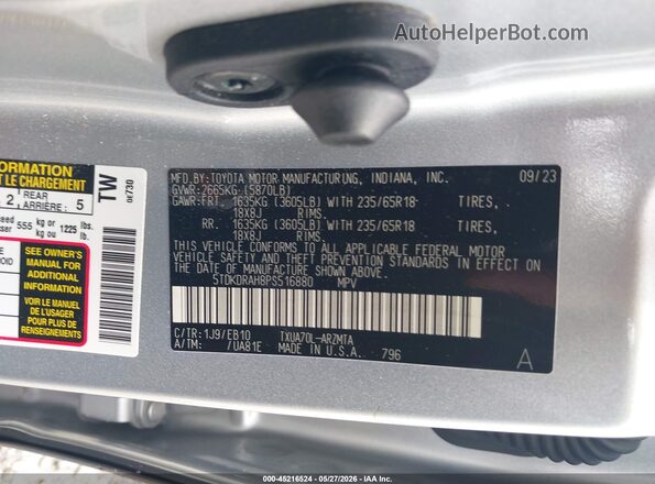 5TDKDRAH8PS516880 2023 TOYOTA HIGHLANDER Gray Widok komory silnika