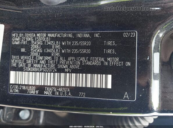 5TDKDRBH3PS020724 2023 TOYOTA LIMITED Black 