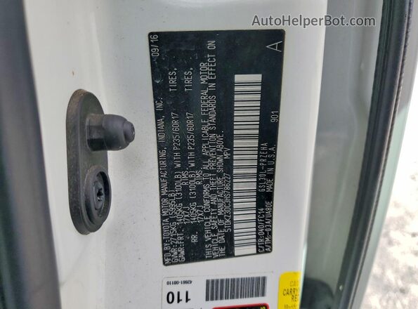 5TDKZ3DC3HS786227 2017 TOYOTA SIENNA White Vista de la etiqueta del VIN