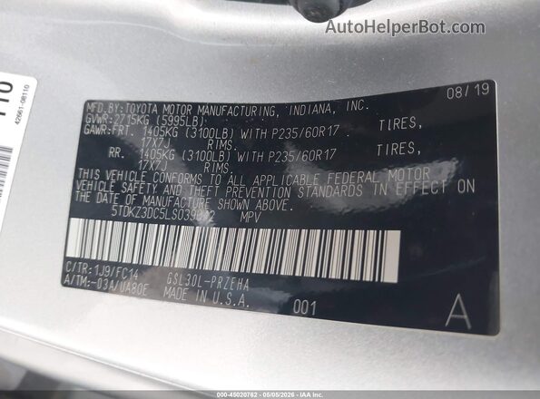 5TDKZ3DC5LS039012 2020 TOYOTA LE Серебряный Вид подкапотного пространства