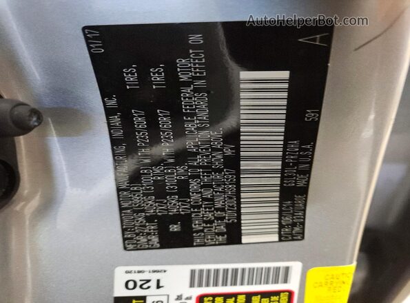 5TDYZ3DC7HS815917 2017 TOYOTA SIENNA Silver 