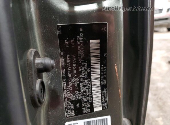 5TDYZ3DC9JS924515 2018 TOYOTA SIENNA Green Вид наклейки з VIN-кодом
