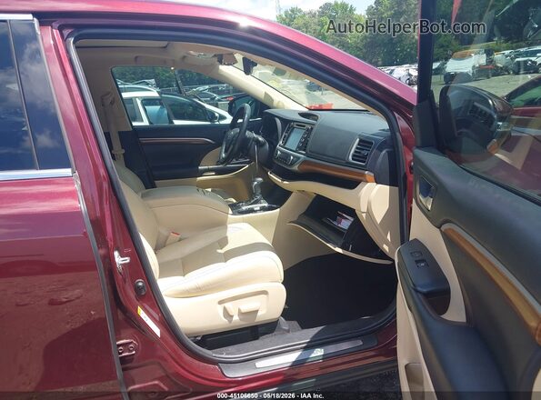 5TDYZRFH0HS226199 2017 TOYOTA HIGHLANDER Burgundy Вид салону спереду