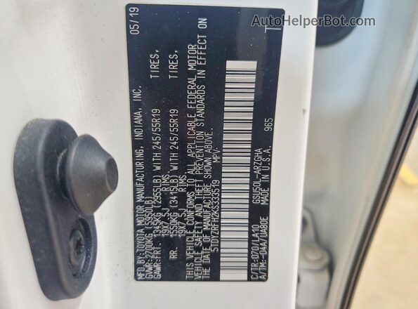 5TDYZRFH2KS333519 2019 TOYOTA HIGHLANDER White 
