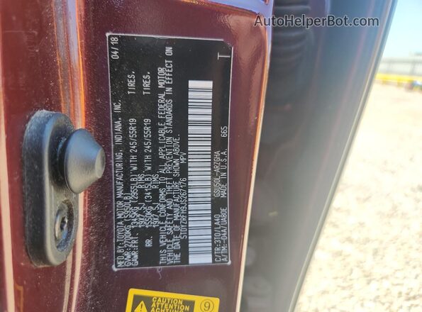 5TDYZRFH9JS267176 2018 TOYOTA HIGHLANDER Maroon 