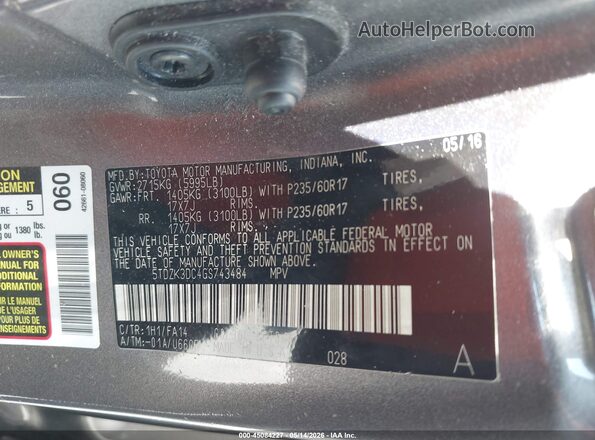 5TDZK3DC4GS743484 2016 TOYOTA SIENNA Brown Շարժիչի բաժամունքի տեսք