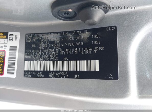 5TDZSKFC1RS119376 2024 TOYOTA LIMITED Silver ძრავის განყოფილების ხედი