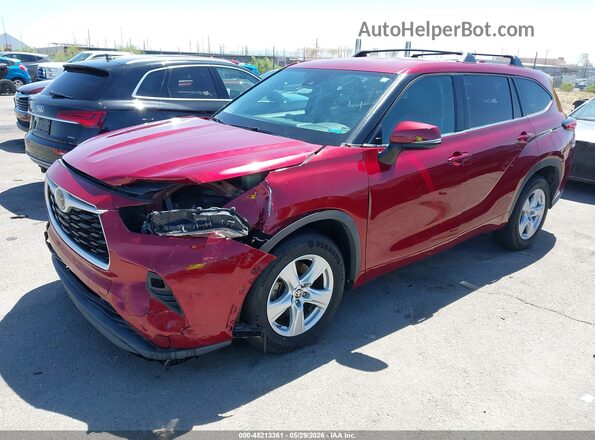 5TDZZRAH2MS044302 2021 TOYOTA HIGHLANDER Burgundy წინა მარცხენა ხედი სამი მეოთხედიდან