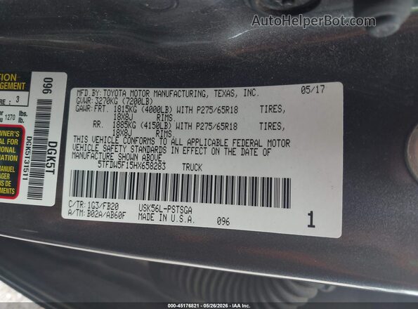 5TFDW5F15HX658283 2017 TOYOTA TUNDRA Gray Вид підкапотного простору