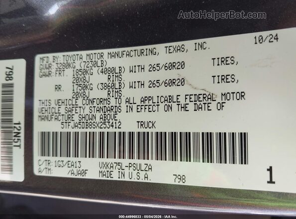 5TFJA5DB8SX253412 2025 TOYOTA LIMITED Gray Вид підкапотного простору