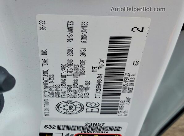 5TFJC5DB8NX004364 2022 TOYOTA LIMITED White 