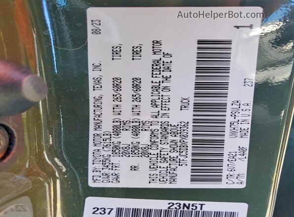 5TFJC5DBXPX039362 2023 TOYOTA TUNDRA Green 
