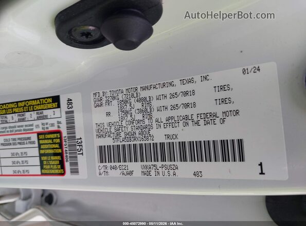 5TFLA5DB3RX165872 2024 TOYOTA TUNDRA White ძრავის განყოფილების ხედი