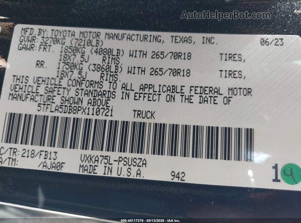 5TFLA5DB8PX110721 2023 TOYOTA TUNDRA Black 