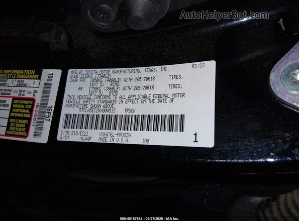 5TFLA5EC2NX004513 2022 TOYOTA TUNDRA Black Շարժիչի բաժամունքի տեսք