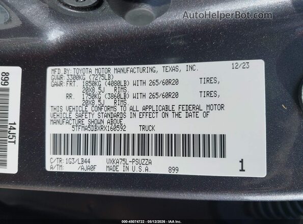 5TFMA5DBXRX160592 2024 TOYOTA TUNDRA Black Vista del compartimento del motor