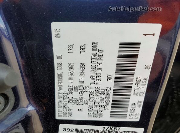 5TFMA5EC6TX049732 2026 TOYOTA TUNDRA Синий Вид наклейки с VIN-кодом