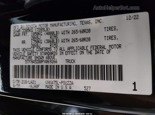 5TFNA5DB0PX069266 2023 TOYOTA TUNDRA Black 