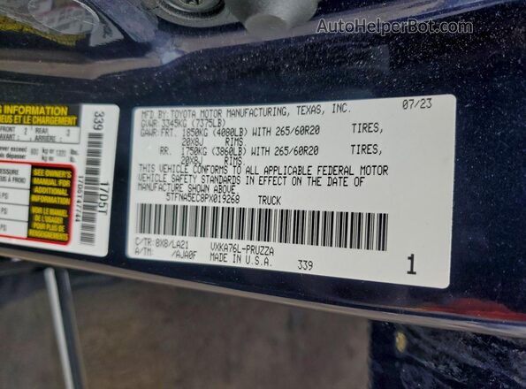 5TFNA5EC8PX019268 2023 TOYOTA TUNDRA Blue 