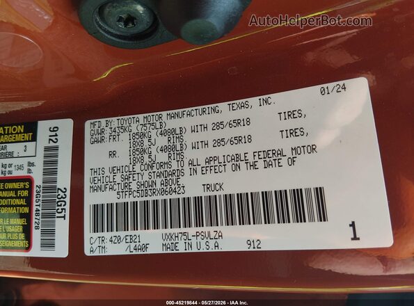 5TFPC5DB3RX060423 2024 TOYOTA TUNDRA HYBRID Brown Vista del compartimento del motor