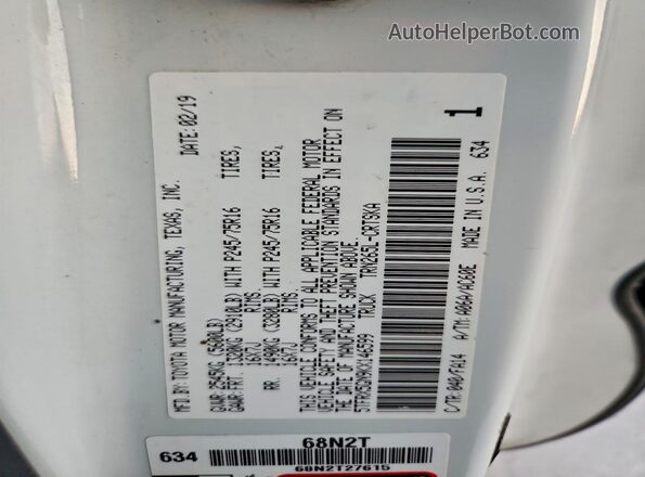 5TFRX5GN9KX146599 2019 TOYOTA TACOMA White 