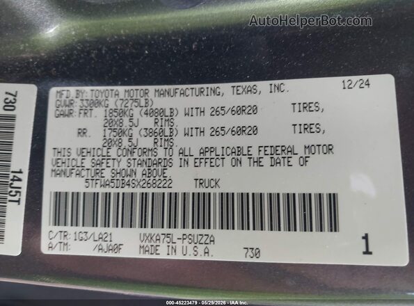 5TFWA5DB4SX268222 2025 TOYOTA TUNDRA Gray Շարժիչի բաժամունքի տեսք