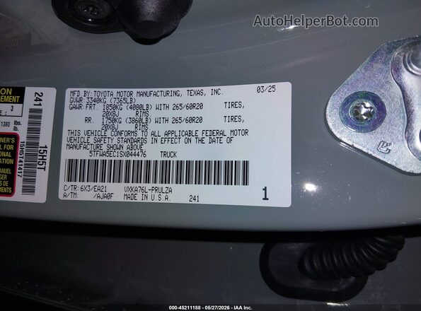 5TFWA5EC1SX044476 2025 TOYOTA TUNDRA Синий Вид подкапотного пространства