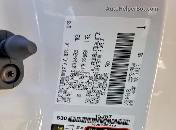 5TFWA5EC2TX053818 2026 TOYOTA TUNDRA White Widok naklejki z numerem VIN