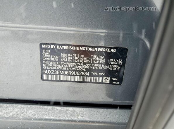 5UX23EM06R9U62884 2024 BMW X7 Gray VIN sticker view